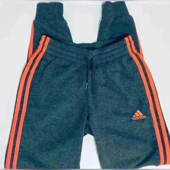 Adidas Women’s 3 Stripe Cotton Fleece Sweatpants Jogger, Size XS, Gray w/ Mango - Picture 4 of 16